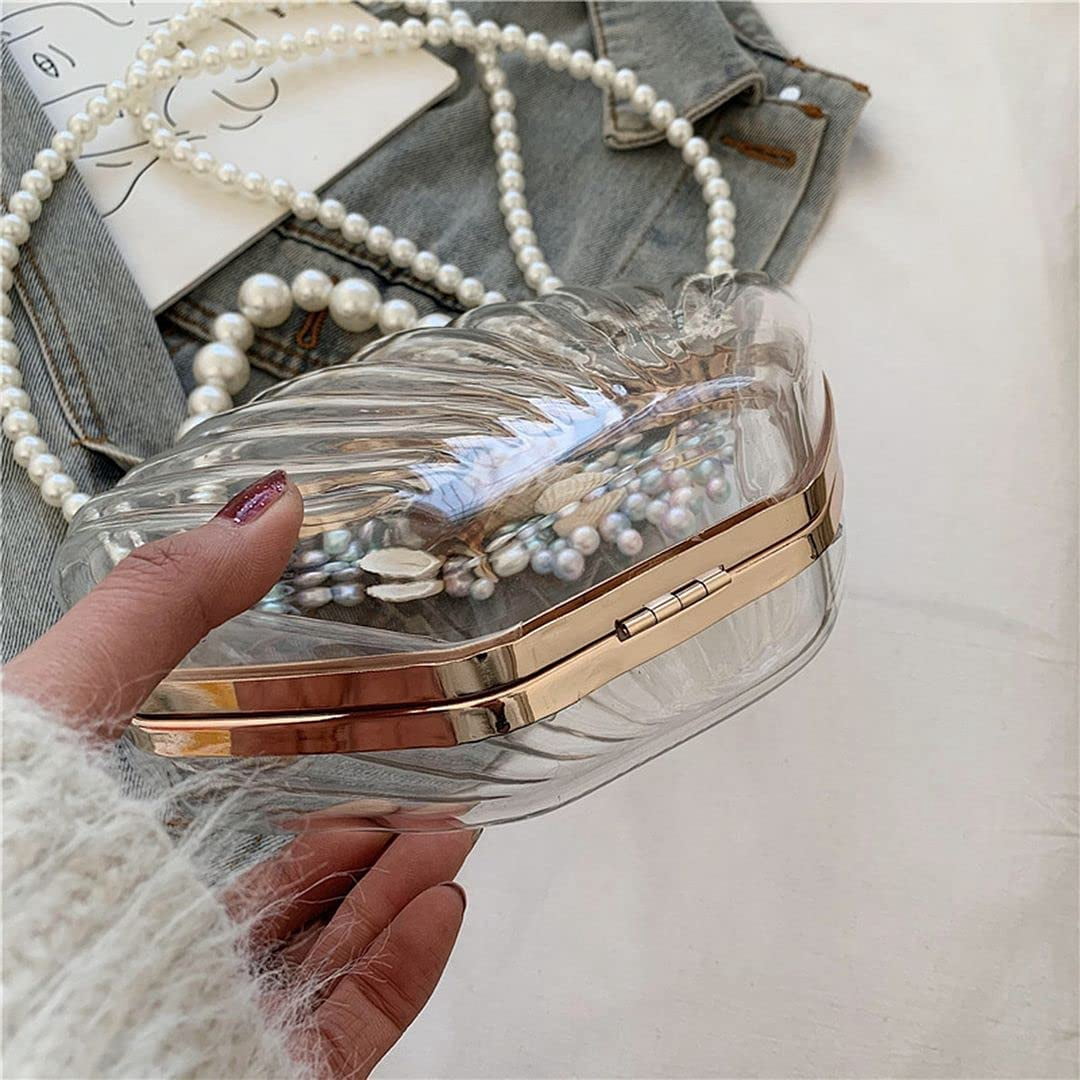YOUI-GIFTS Women Fashion Seashell Crossbody Shoulder Bag Chain Strap Handbags Acrylic/Synthetic PU leater Evening Clutch Purse