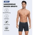 thumbnail image 3 of ANLIQI Mens Underwear Bamboo Rayon Boxer Briefs Breathable Underwear Long Leg Boxer Briefs for Men Pack with Fly Underpants(2Black 2Gray,L), 3 of 6