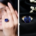 thumbnail image 3 of Rosec Jewels Lab Grown Blue Sapphire Solitaire Ring with Diamond for Women - 12 mm, 18K Yellow Gold, US 12.50, 3 of 9