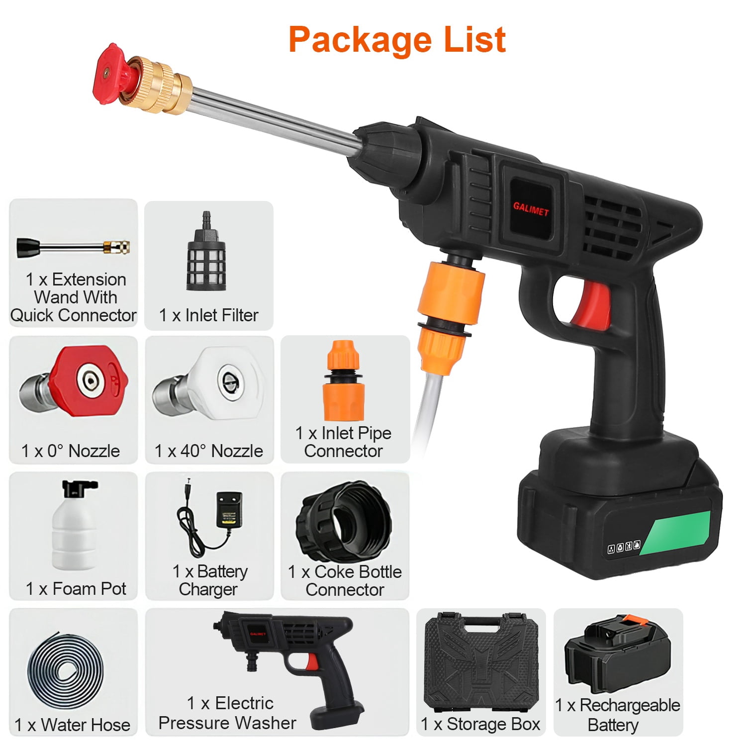 363PSI Cordless Electric Pressure Washer, 550W Portable Power Washer with Rechargeable Batteries for Car Washing, Patio Deck, Fence, Driveway, Outdoor Home Cleaning, Water Hose & Case Included
