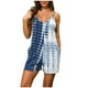 thumbnail image 1 of Gibobby pantalones deportivos Mono de tirantes informales a la para mujer mono con pantalones cortos teñidos anudados(Azul， XL), 1 of 5