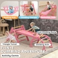 thumbnail image 4 of Qaba 7-in-1 Wooden Pikler Triangle Set with Arch, Ramp and Ladder, Pink, 4 of 10