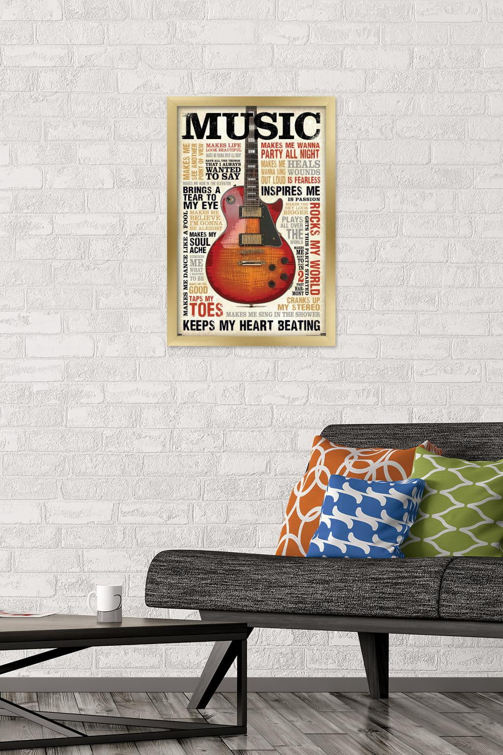 Music Inspires Me Wall Poster, 14.725" x 22.375", Framed