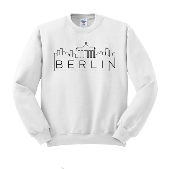 Skyline Berlin Germany Sweatshirt Unisex Large White