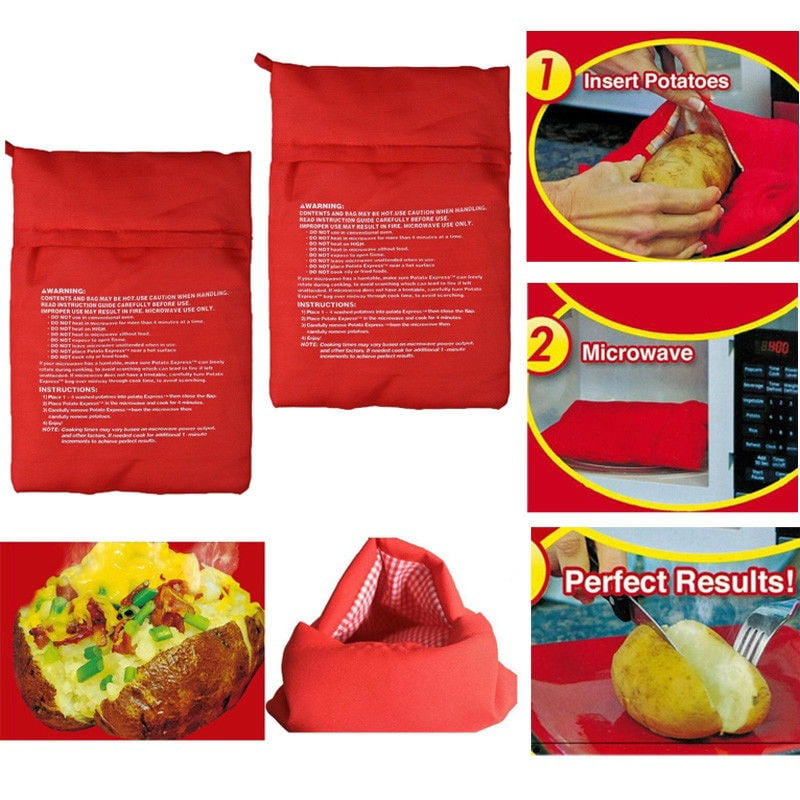 Potato Express Microwave Potato Cooker,Red Pouch Bag