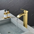 thumbnail image 4 of AWZTOO Single Hole Bathroom Vessel Faucet 1 Handle Bathroom Vessel Sink Faucet Waterfall Modern Basin Vanity High Tall Taps No Drain Brushed Nickel, 4 of 5