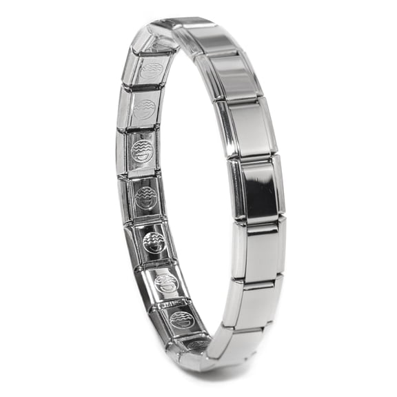 Dolceoro Shiny, Italian Starter Modular Charm Bracelet - Stainless Steel - 18 Links - SB-001