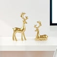 thumbnail image 3 of 2 Pack Christmas Reindeer Figurines Deer Statues Elk Sculpture Deer Ornaments for Living Figurine Statues TV Cabinet Home Office Christmas Decoration (Golden), 3 of 14