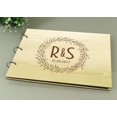 thumbnail image 4 of Wood Engraved Photo Album Anniversary Scrapbook Personalized Rustic Wedding Guest Book, 4 of 6