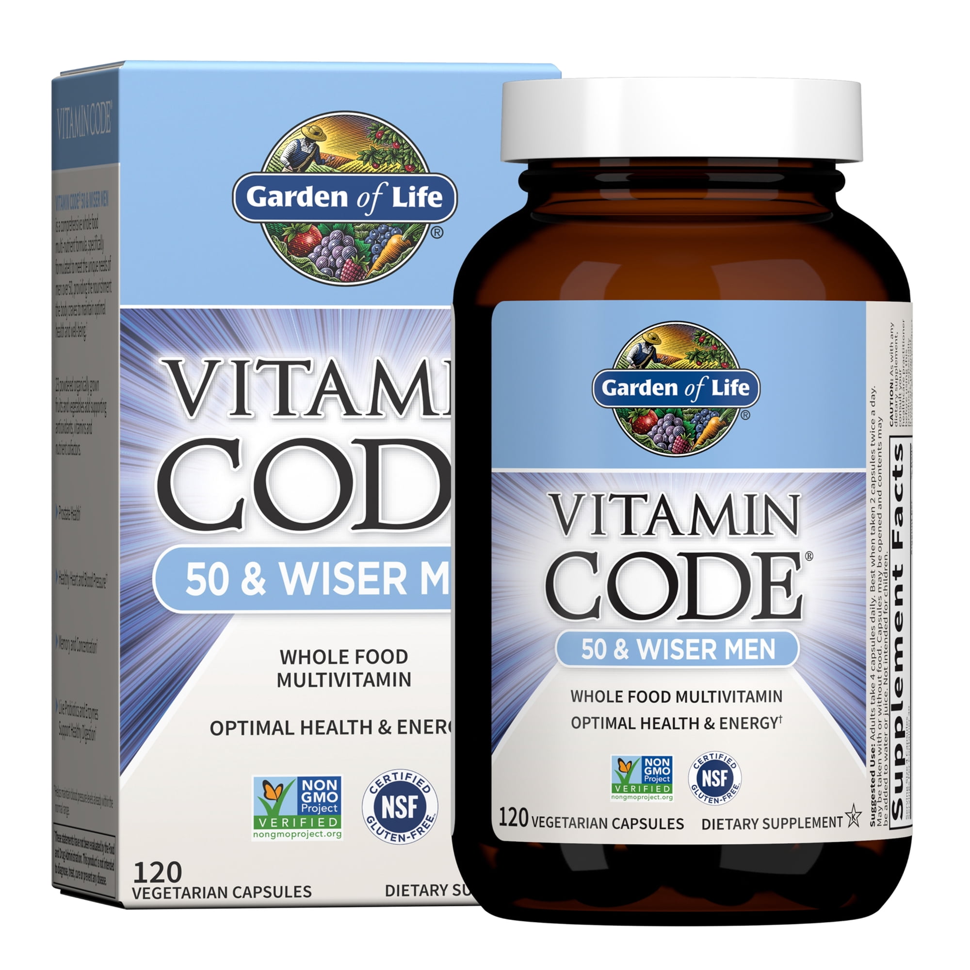 Garden of Life Vitamin Code 50 & Wiser Men, 120 Capsules