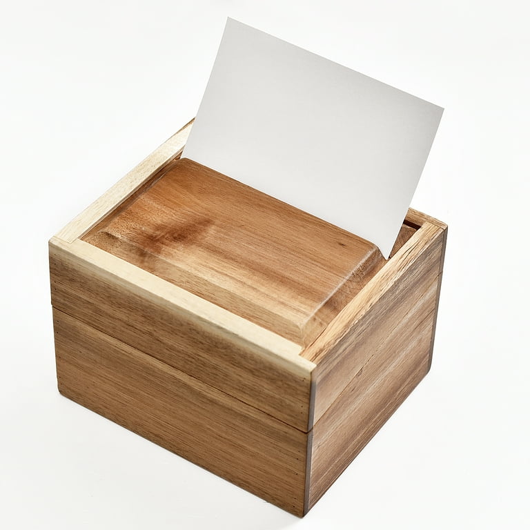 White Wooden Recipe Box with Wood Dividers + 50 Double Sided Recipe Ca –  widbi
