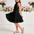 thumbnail image 6 of OGLCCG Girls Halter Neck Sleeveless Dress Casual Smocked High Waist Ruffle Layered Midi Dress Flowy Summer Dress for Teens 5-14 Years, 6 of 8