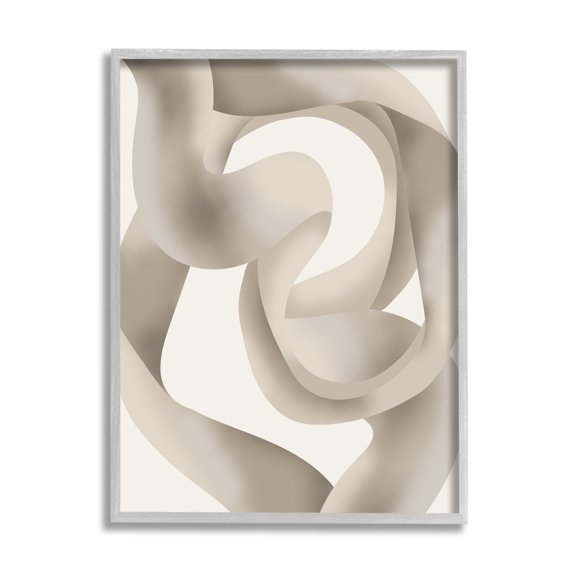 Stupell Industries Modern Wavy Abstraction Abstract Painting Gray Framed Art Print Wall Art, 16 x 20