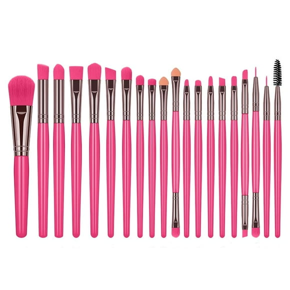 Ensemble de 20 Pinceaux de Maquillage à Manche en Forme de Diamant pour Fard à Paupières, Eyeliner, Fond de Teint, Fard à Joues, Lèvres, Pinceaux de Maquillage, Poudre, Crème Liquide (Rose)