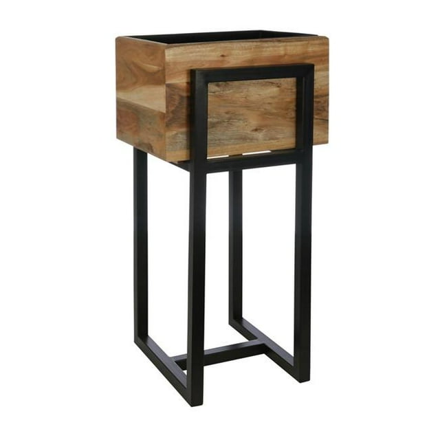 Benjara BM263844 Jardinière Carrée avec Base en Métal, Marron