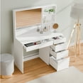 thumbnail image 5 of Kappesberg Topaz Vanity Table with 5 Drawers, Mirror & Open Niches – White, 53.5"W, 5 of 8
