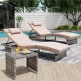 thumbnail image 1 of Danrelax Ensemble de 3 Chaises Longues Inclinables, Dossier Moderne Réglable et Table d'Appoint, Beige, 1 of 10
