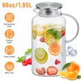 thumbnail image 2 of NiHome 66oz/1.95L Clear Glass Pitcher with Stainless Steel Lid for Iced Tea, Juice, Coffee, Milk& More, Dishwasher Safe Heat-Resistant Borosilicate Glass Water Jug, Smooth Pouring and Straining, 2 of 9