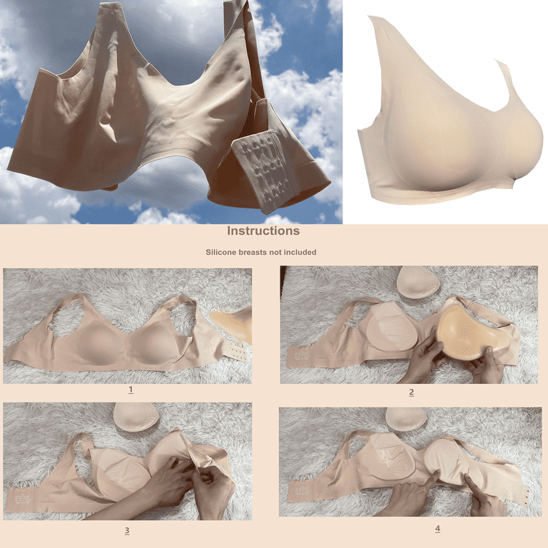 Front Closure Mastectomy Bras for Women Cotton Pockets Bandeau Bra Silicone Breast  Prosthesis (Color : Beige, Size : XXL/XX-Large) : : Clothing,  Shoes & Accessories