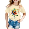 thumbnail image 2 of Girls T Shirts Autism Awareness Short Sleeve Ribbed Tee Casual Girls Clothes Beige 3-4 Years, 2 of 4