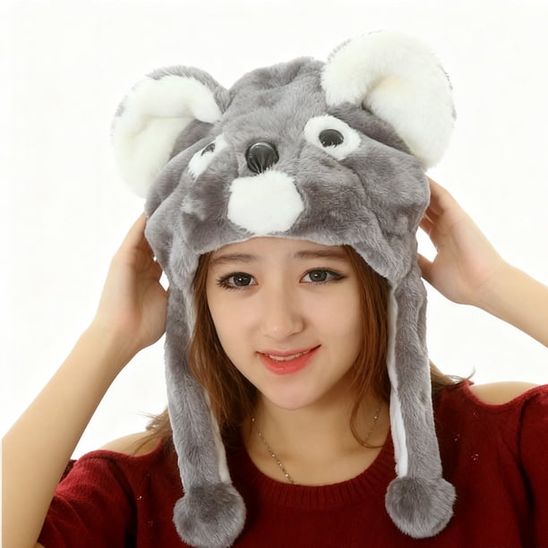Sombreros de invierno para mujer, gorro de lana cálido, gorro de punto de oso para mujer, gorro de mujer