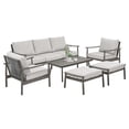 thumbnail image 2 of 6 Piece Aluminum Patio Furniture Set, Outdoor Armchair with 3-Seat Sofa, All-Weather Outdoor Sectional Sofa with 2 Ottomans and Coffee Table, 2 of 7