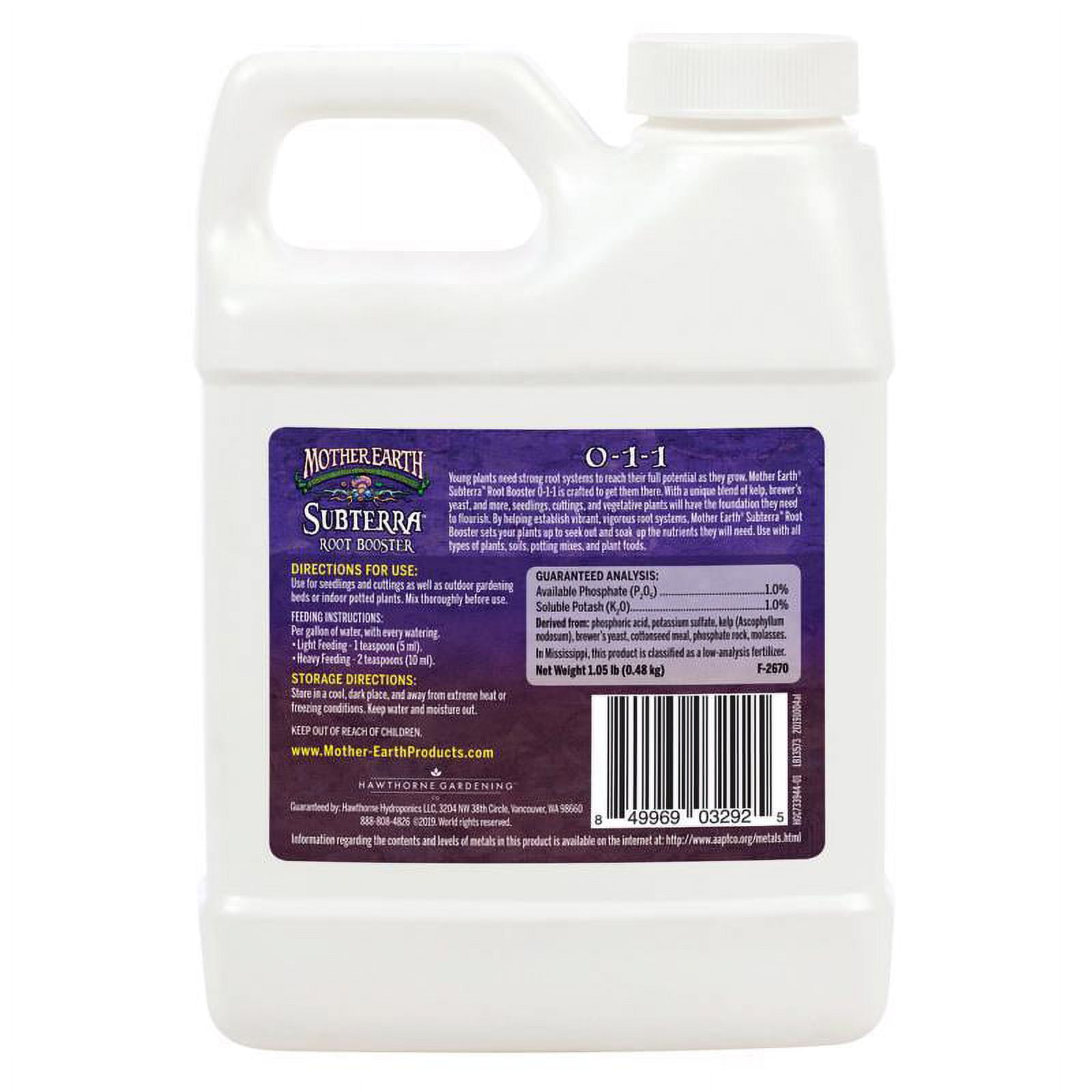 Mother Earth HGC733944 Subterra Root Booster Hydroponic Plant Nutrients, 1 Pint