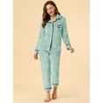 thumbnail image 2 of Unique Bargains Women’s Flannel Pajama Button Down Pj Lounge Sleepwear Sets, 2 of 6