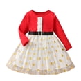 thumbnail image 2 of LOVZFMLL Girls Girls Sweet Long Sleeve Round-Neck Flock Macrame Solid Color Princess Dress, 2 of 8