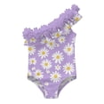 thumbnail image 5 of MKOSPLRT Toddler Girls' Floral Print Flower Ruffle One-Shoulder One-Piece Swimsuit UPF 50+ Sun Protection Bathing Suits 12M-5Y, 5 of 10