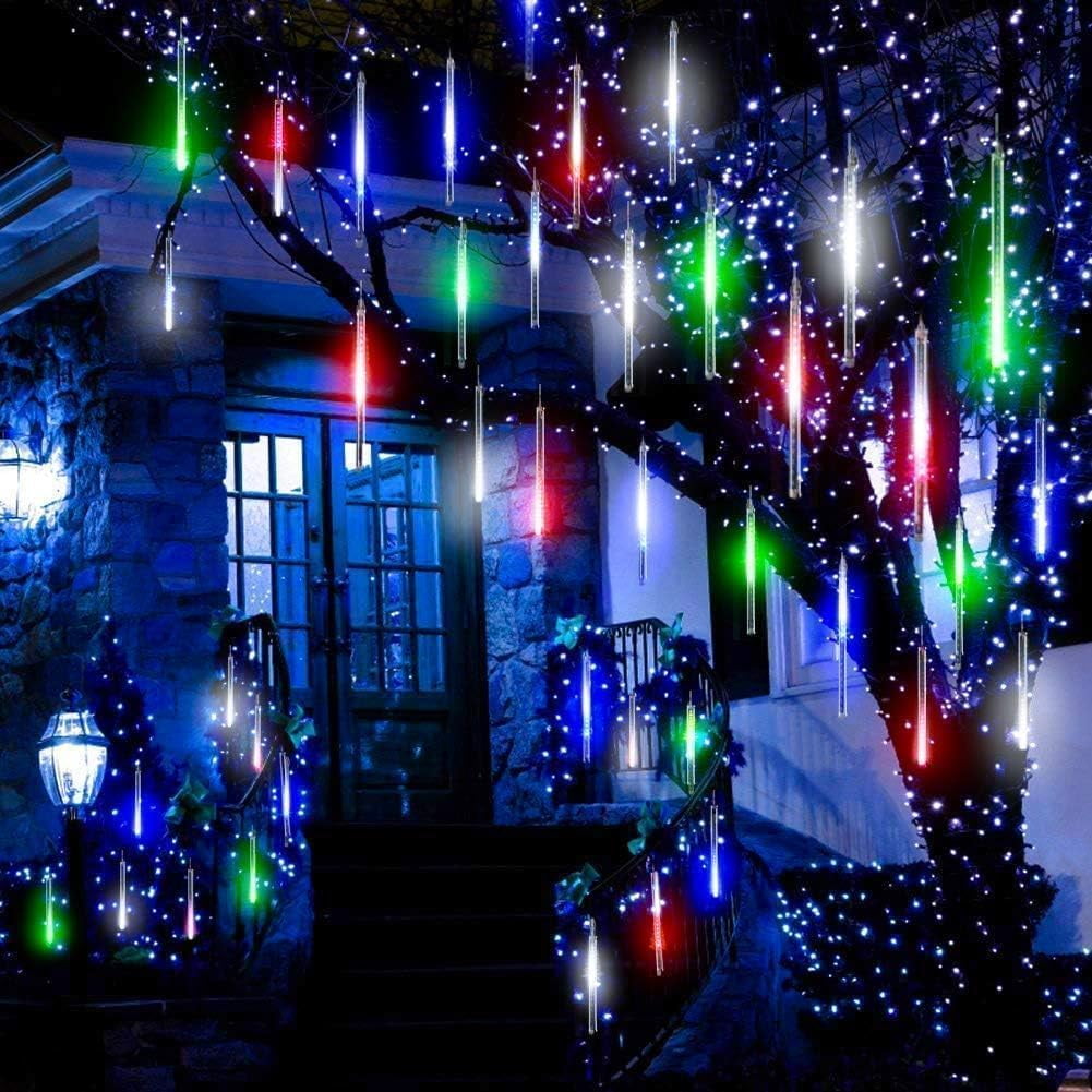 LED Outdoor String, Rain Lights,Meteor Lights,Meteor rain Lights 30cm 10 Tube Solar rain Lights with for Christmas Parties Wedding Christmas Tree