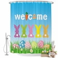 thumbnail image 2 of Easter Shower Curtain Bunny Butt Shower Curtains for Bathroom Decor, Waterproof Polyester Shower Curtain Set with Hooks, Extra Long 72" x 84" Easter Eggs Rabbit Welcome, 2 of 9