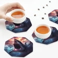 thumbnail image 4 of Drink Coasters, Dramatic Shark Attack -PVC Leather Coasters Sets of 4 for Tabletop Protection - Bar Accessories, Coasters for Drinks Cup Aesthetic Coasters Home Office Decor Octagon, 4 of 5