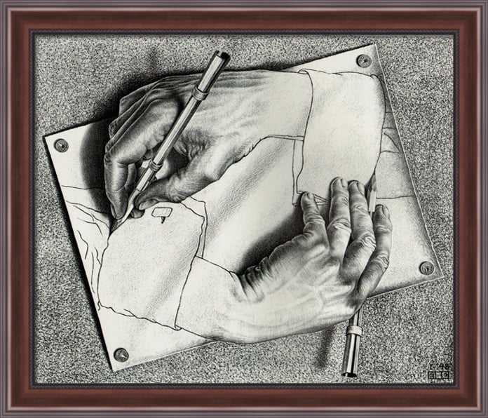 Prints Art & Collectibles M.C Escher drawing hands lithograph print