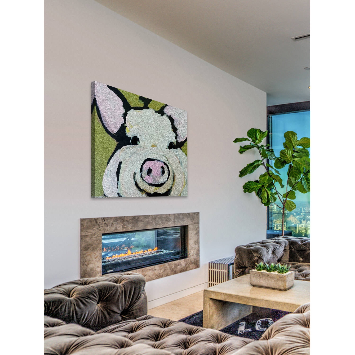 Marmont Hill "Modern Pig" by Michelle Rivera Painting Print on Wrapped Canvas