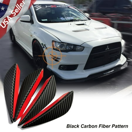 Carbon Splitter - Xotic Tech 4 Pieces Carbon Fiber Pattern Trim Bumper Fins Diffuser Canards Splitters Kits