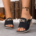 thumbnail image 2 of Slippers for Women,Slippers Stylish Platform Sandals With Metallic Decoration Open Toe Beach And Casual Footwear For Summer,Womens Slippers,Black,7, 2 of 9