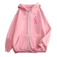 thumbnail image 5 of Fiaer,Womens Breast Cancer Awareness Hoodies,Women's Full Zip Oversized Ribbon Feathers Printed Hooded Sweatshirts,Loose Fit Casual Trendy Hooded Jackets Pink XXXL, 5 of 5