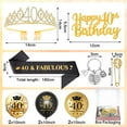 thumbnail image 2 of YANSION 40th Birthday Gifts Decorations for Her, Including 40th Happy Birthday Cake Toppers, Birthday Sash with Gold Brooch, Keyring, Rhinestone Tiara Crown and Balloons Set, Black Gold, 2 of 9