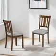 thumbnail image 2 of Hassch Dining Chairs Set of 4, Wood Side Chair with Padded Seat, Linen Fabric Armless Chair for Kitchen, Living Room, Walnut, 2 of 8