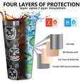 thumbnail image 3 of 16oz Tumblers Halloween Doodle Pumpkin Pattern Stainless Steel Vacuum Insulated Double Wall Travel Tumbler Cups Mug with Lid and Straw,Cleaning Brush for Coffee,Tea, 3 of 4