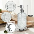 thumbnail image 3 of JOGGEIL 2Pcs Glass Soap Dispenser, 18Oz Refillable Hand Soap Dispenser with Rust Proof Stainless Steel Pump, Gem Pattern Design for Kitchen and Bathroom,White, 3 of 6