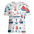 thumbnail image 5 of Nautical Adventure Print-5 Women's Short Sleeve Tops Casual Blouses T Shirt, 5 of 7