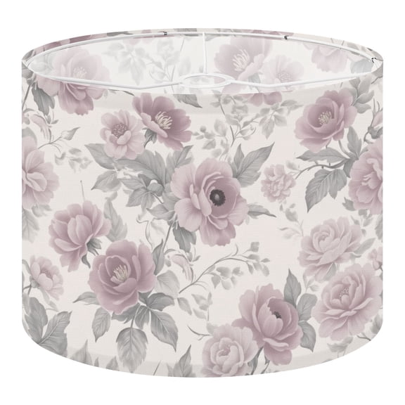 Linen Drum Lampshades Vintage Pink Gray Floral Roses Botanical Leaves Light 13"x13"x10" Light Shade for Table Lamps Floor Lamp Shades Lampshade Replacement Assembly Required