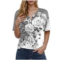 thumbnail image 1 of Blusas de Manga Corta para Mujeres Impresas Cuello Redondo Casual, Top de Algodón de Imitación para el Hogar Y el Uso Diario, 1 of 5