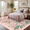 thumbnail image 2 of Garvee 8'x10' Modern Retro Floral Area Rug Washable Printed Carpet, Non Slip Low Pile Indoor Rug for Living Room Bedroom Dining Room, Pink, 2 of 10