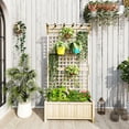 thumbnail image 2 of Outsunny Wood Planter with Trellis Privacy Screen Narural Wood, 2 of 9