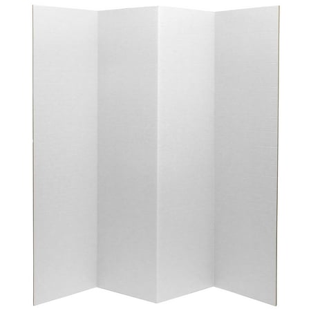 Oriental Furniture 6 Ft. Tall White Cardboard Room Divider - 4 Panel