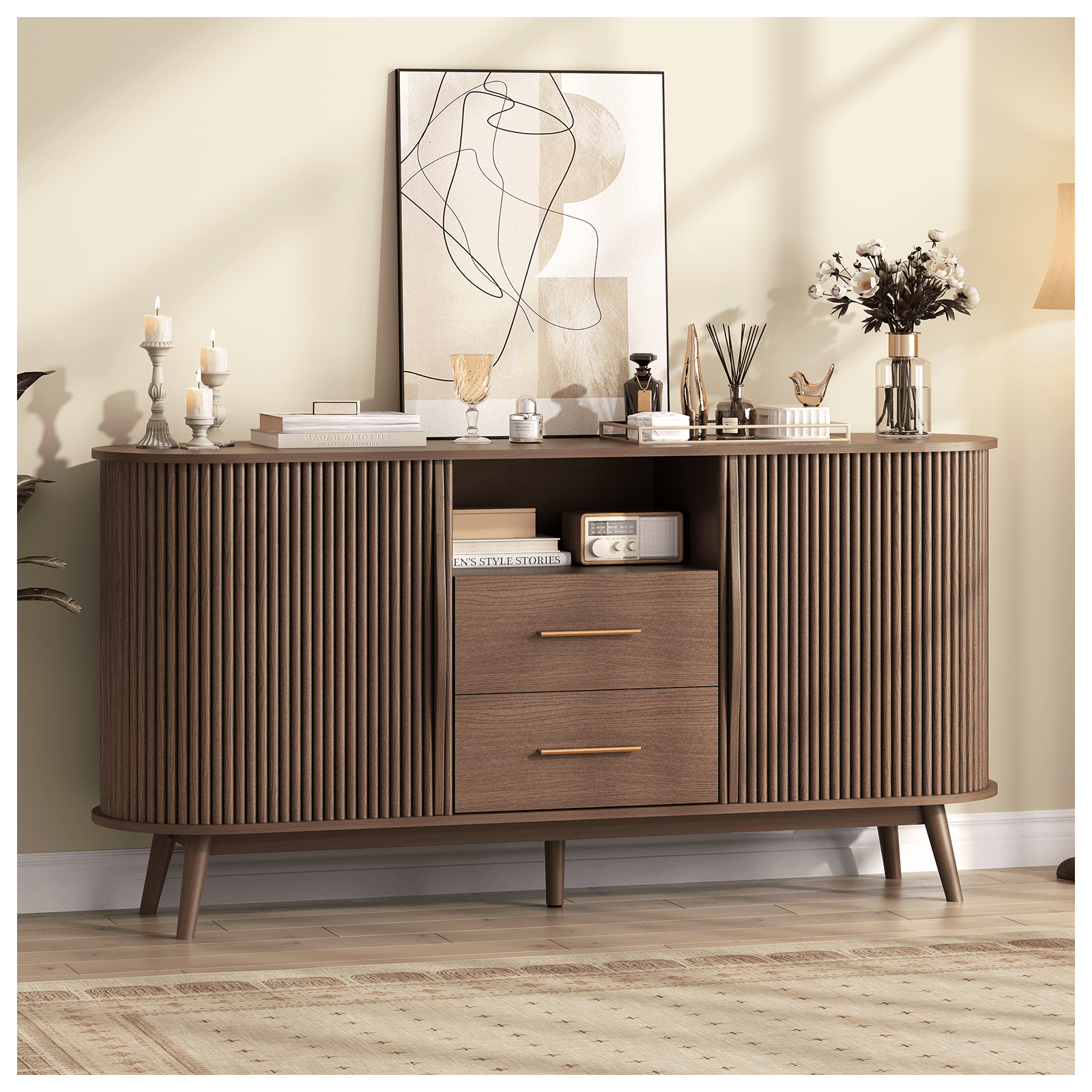 Better Homes & Gardens Springwood Caning Sideboard, Light Honey