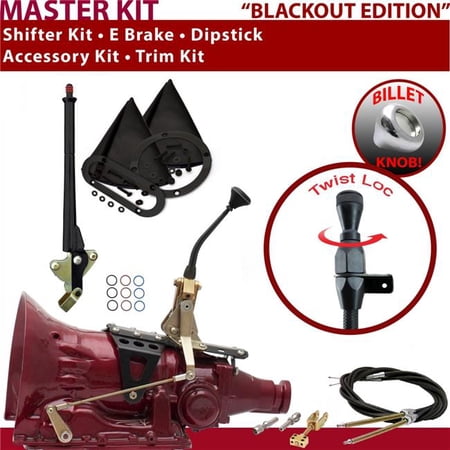 American Shifter 4L60 Shifter Kit Black 8 in. E Brake Cable Trim Kit Dipstick for ED75B